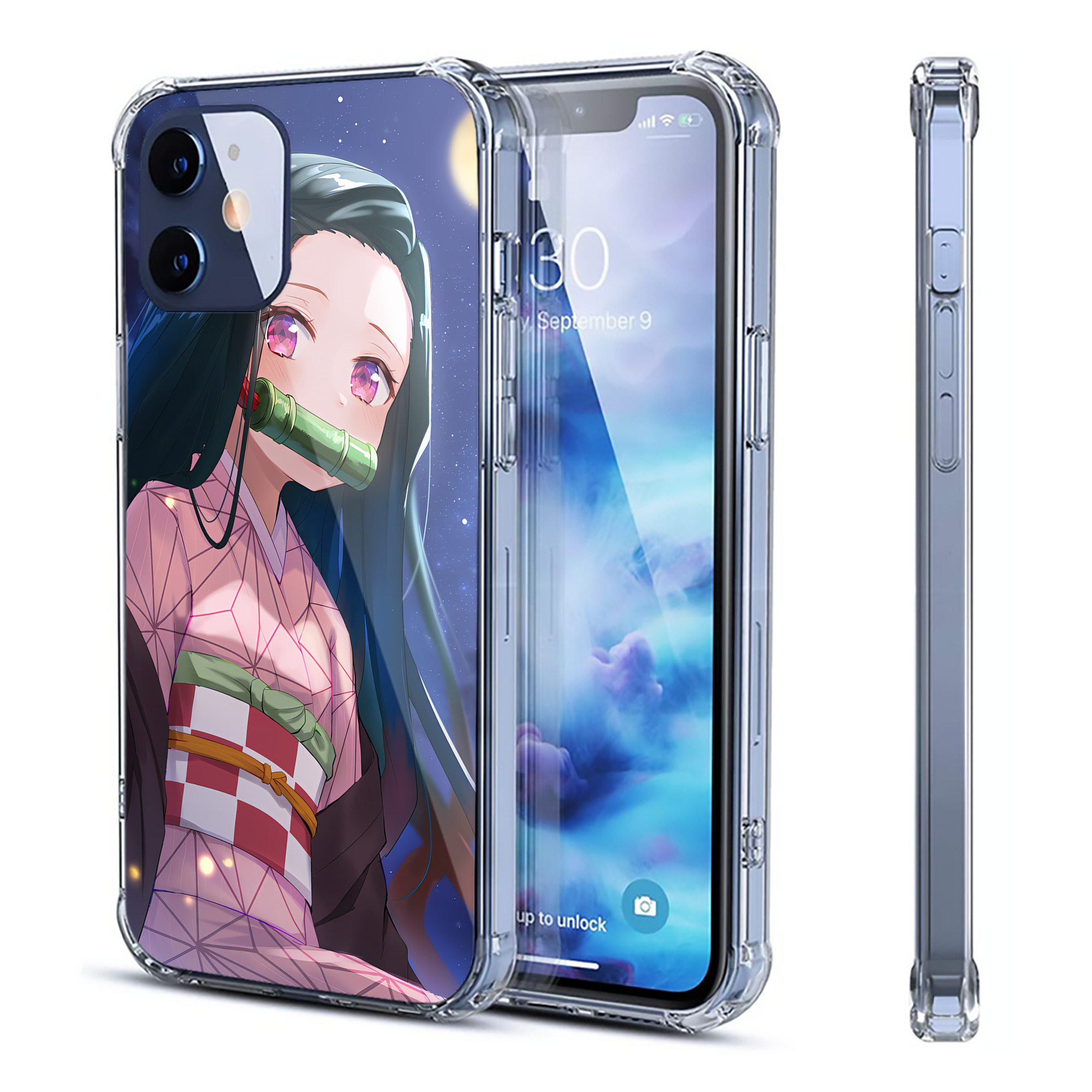 （画像用） 鬼滅の刃（きめつのやいば）竈門 禰󠄀豆子／かまど ねずこ Kamado Nezuko 【iPhone 12シリーズ対応】透明スマホケース（クリアソフトケース）